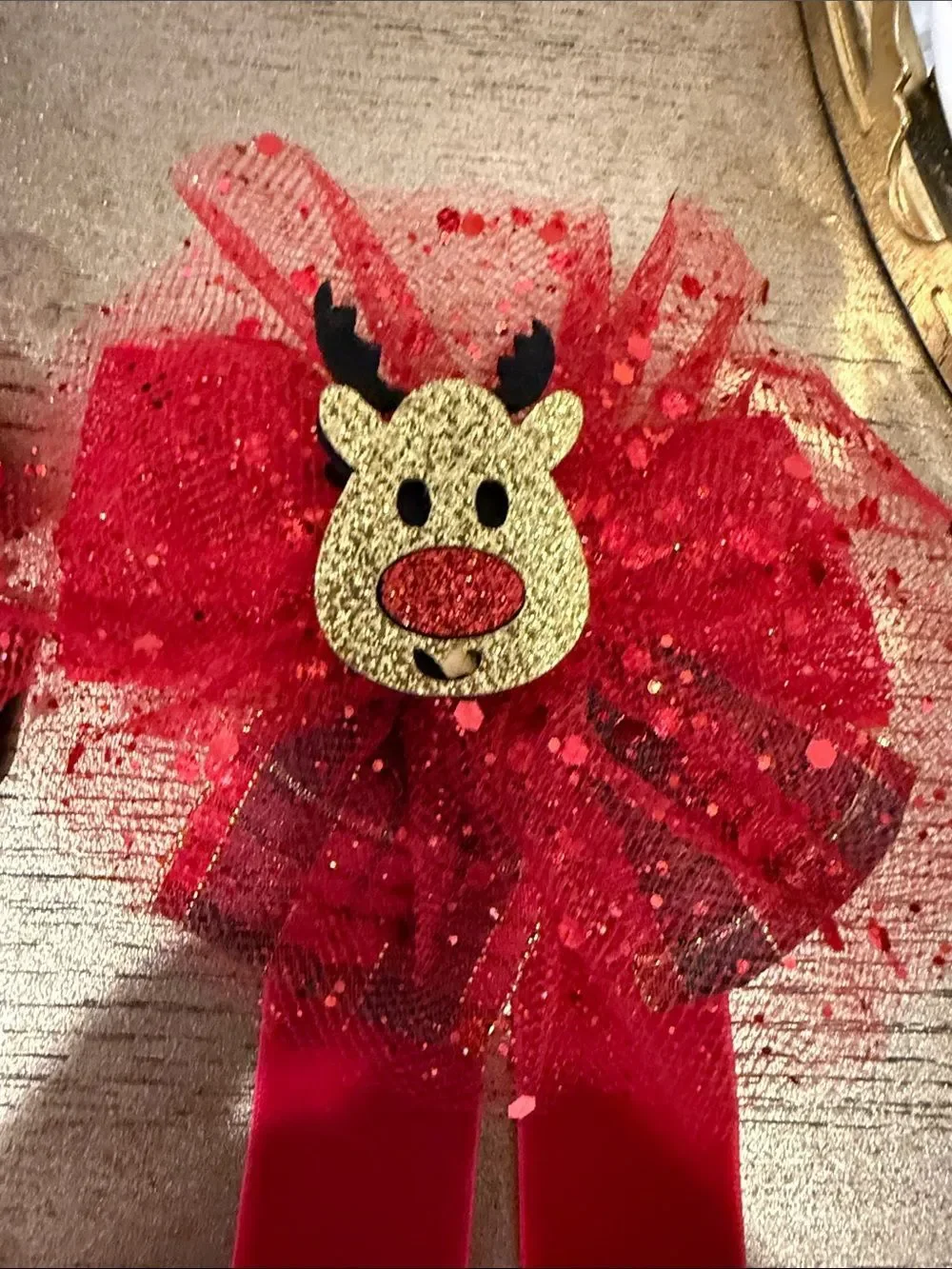 Gymboree Red Glitter Reindeer Hair Bows 2